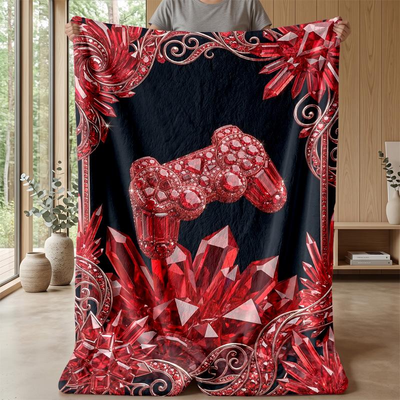 Gaming Headphones and Keyboard Theme Blanket Lightweight Warm Flannel Blanket Decorative Throw Blanket for Home Decoration