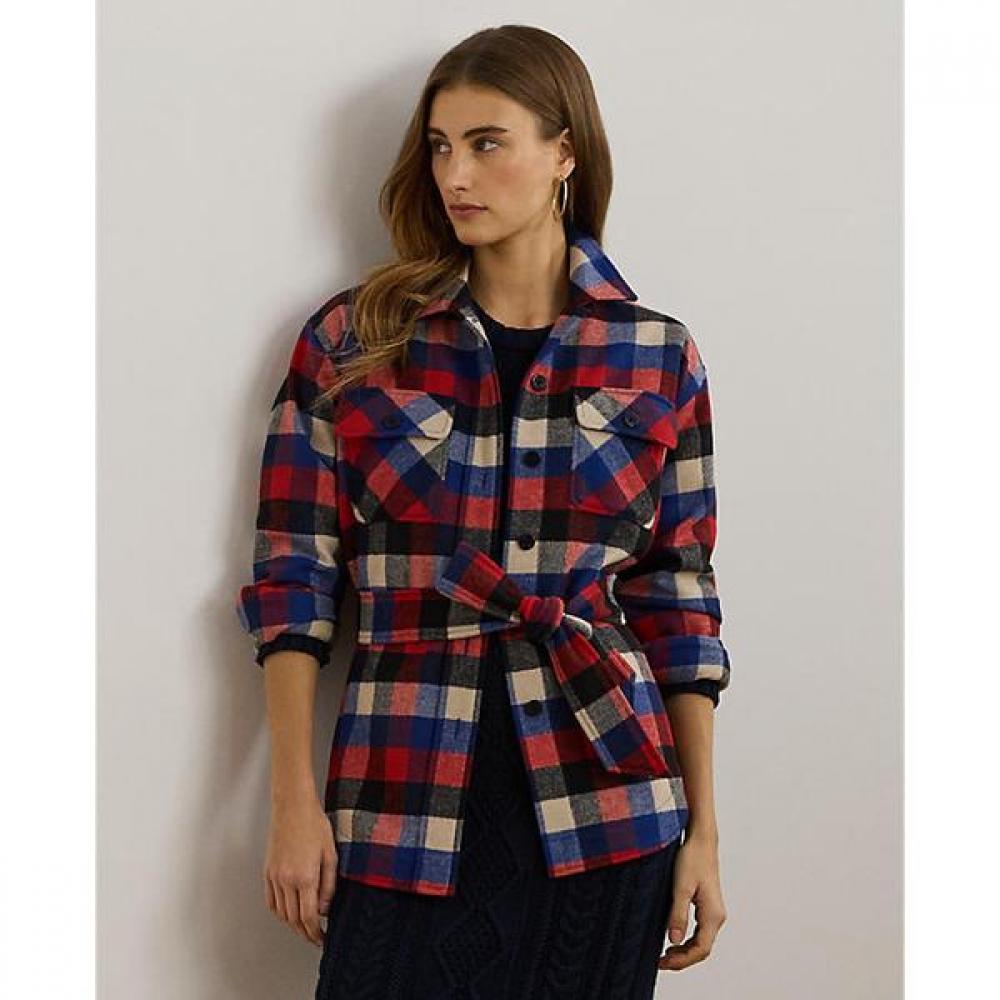 Lauren Ralph Lauren Buffalo Check Belted Twill Shirt Jacket  Wmlrshts6820440999 S