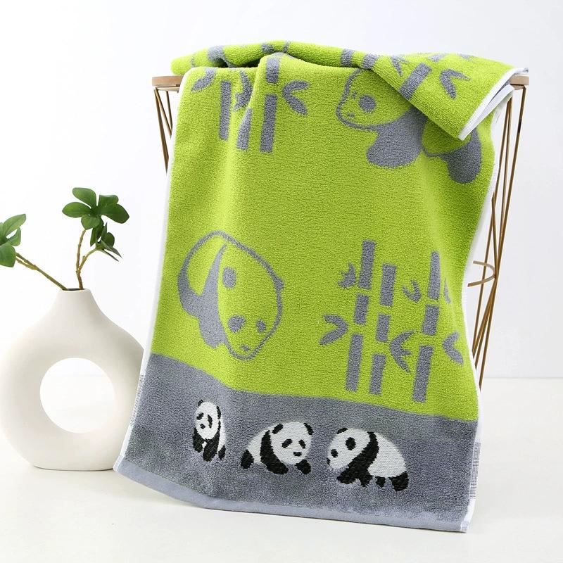 Gaoyang Towel Wholesale Panda Bamboo Fiber Thickened Absorbent Face Towel Adult Face Washing Color Weaving Jacquard 74*34 зелёный