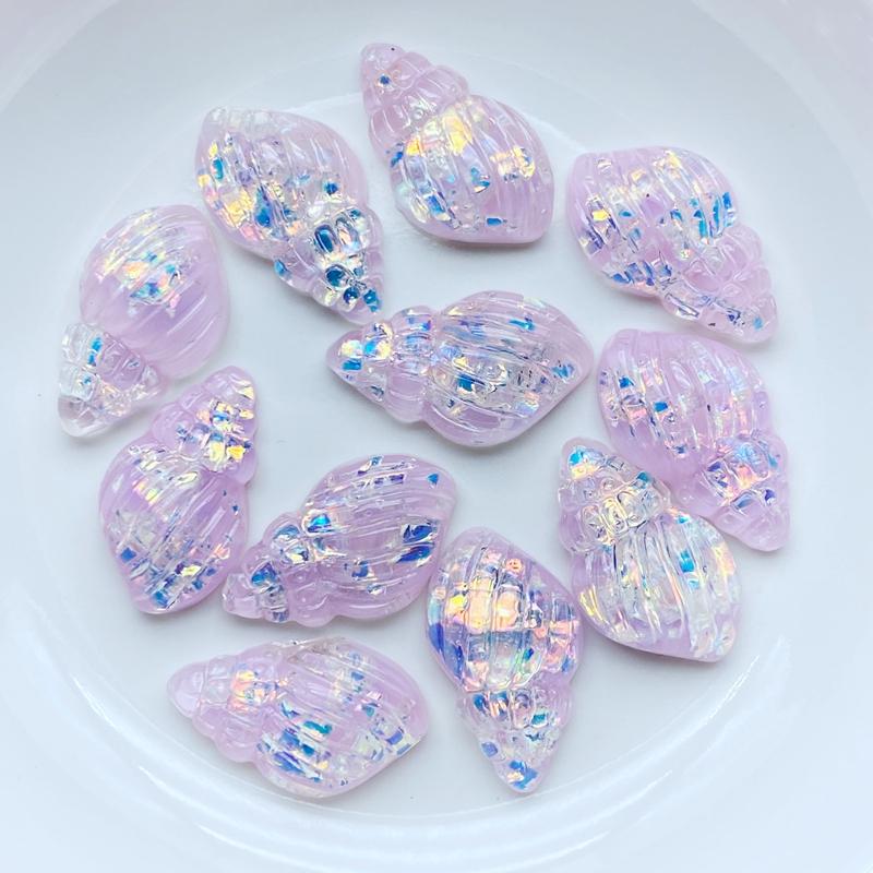 20Pcs Mix color Lovely Shell Conch Shape Resin Rhinestone Flat Back DIY Hair Bows Clips Embellishment Accessories Crafts Resin