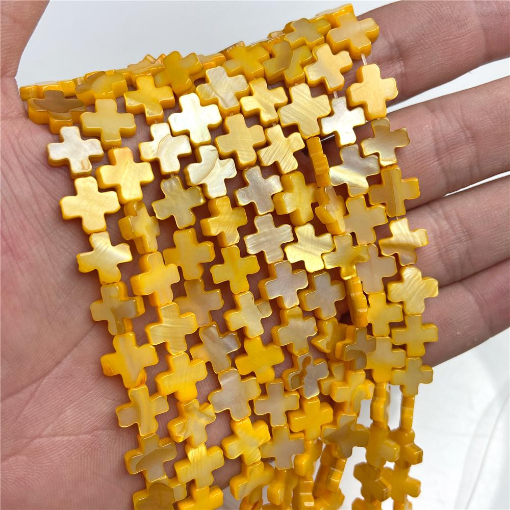 10MM Cross Shape Shell Flat Bead Charm Loose Spacer Beads For Jewelry Making Bracelet Handmade Earring Necklace Bracelet Diy