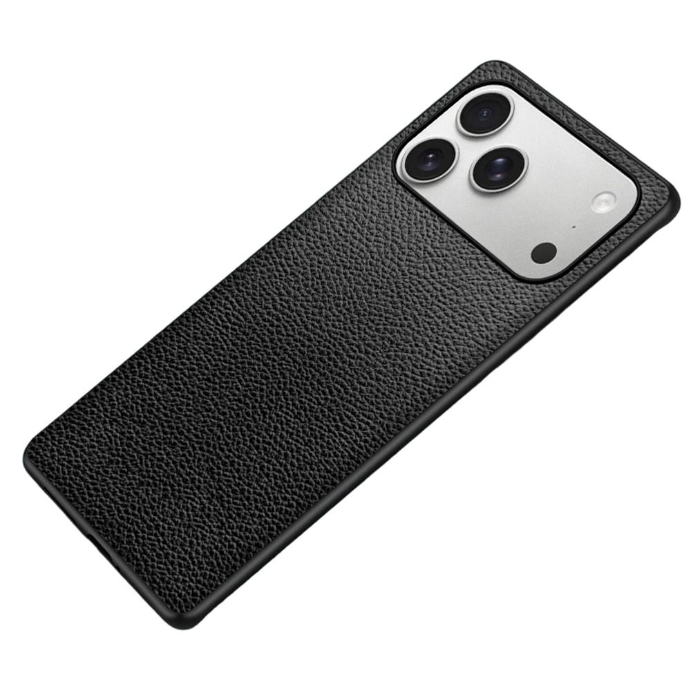 For iPhone 17 Pro Max Case Litchi Texture PU Leather Coated PC + TPU Protective Phone Back Cover