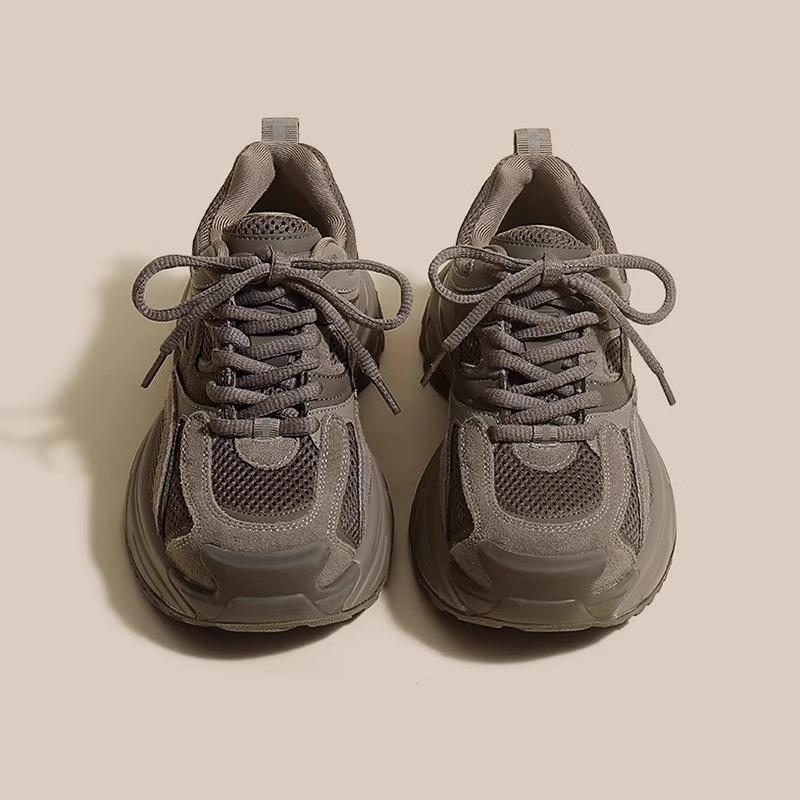 Factory custom sports shoes women's autumn thick-soled color matching dad shoes velvet lace-up casual shoes versatile running shoes women