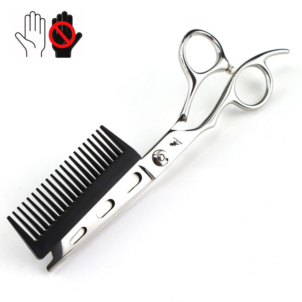 6.0" Left-Handed Hairdressing Scissors with Comb - Barber, Straight, Bang Scissors
