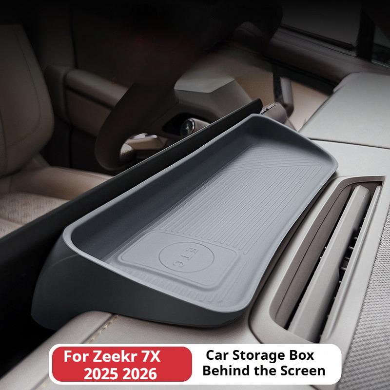 For Zeekr 7X 2025 2026 Car Storage Box Behind The Screen ETC Silicone Center Console Screen Storage Box Car Interior Accessories
