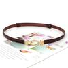 Women's Leather Decorative Buckle Pull-Through Waistband Belt for Skirts and Suits - Punch-Free Design.