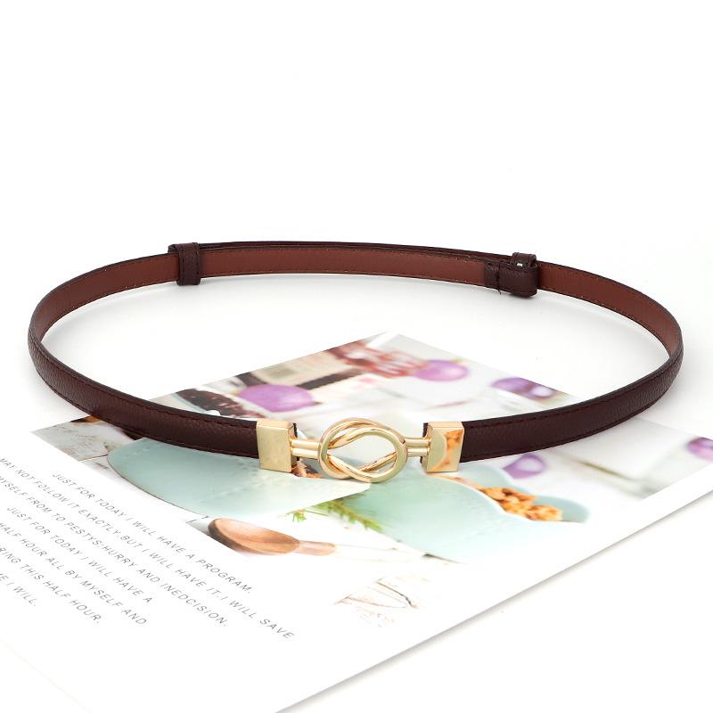 Women's Leather Decorative Buckle Pull-Through Waistband Belt for Skirts and Suits - Punch-Free Design.
