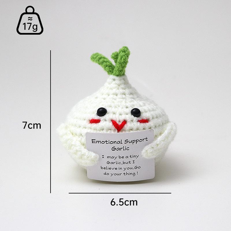 Positive Crochet Dog Doll With Affirmation Card Home Room Decoration Funny Handmade Plush Wool Doll Ornaments Christmas Gifts