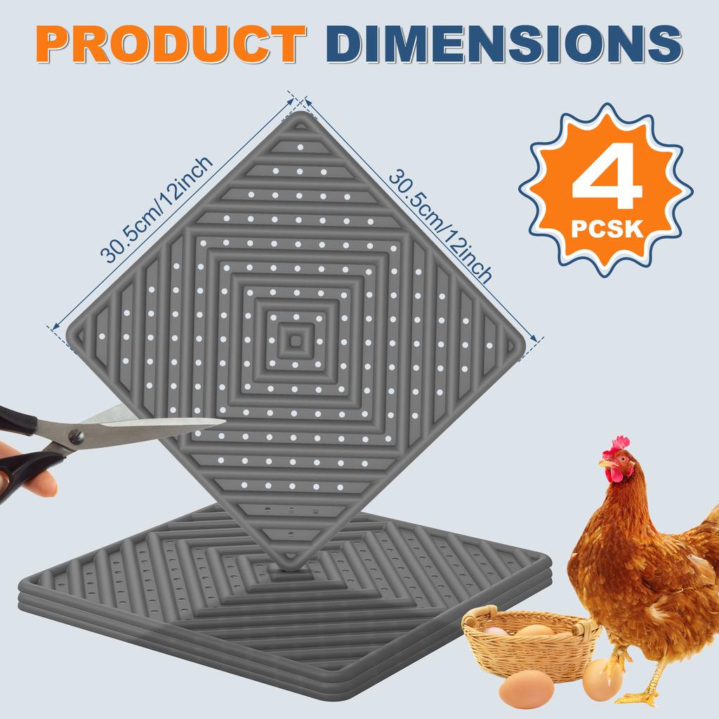 4Pcs Silicone Chicken Nesting Pad 12 Inch Cuttable Chicken Egg Laying Mat Reusable Hen Nesting Pad Chicken Coop Bird Nest Mat
