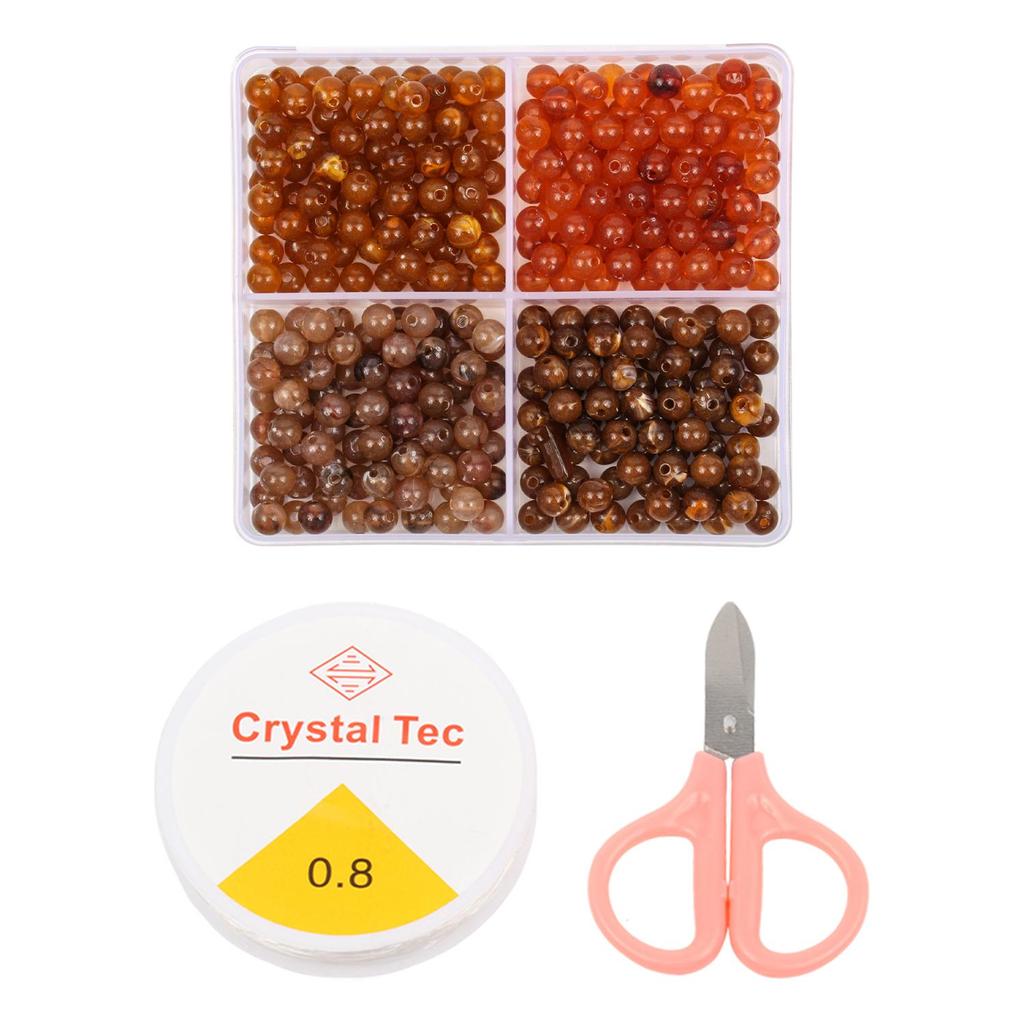 4 Grid Box Mixed Color 6mm 440pcs Acrylic Bead Jewelry Making Kit, Handmade DIY Bracelet Necklace Gift Making