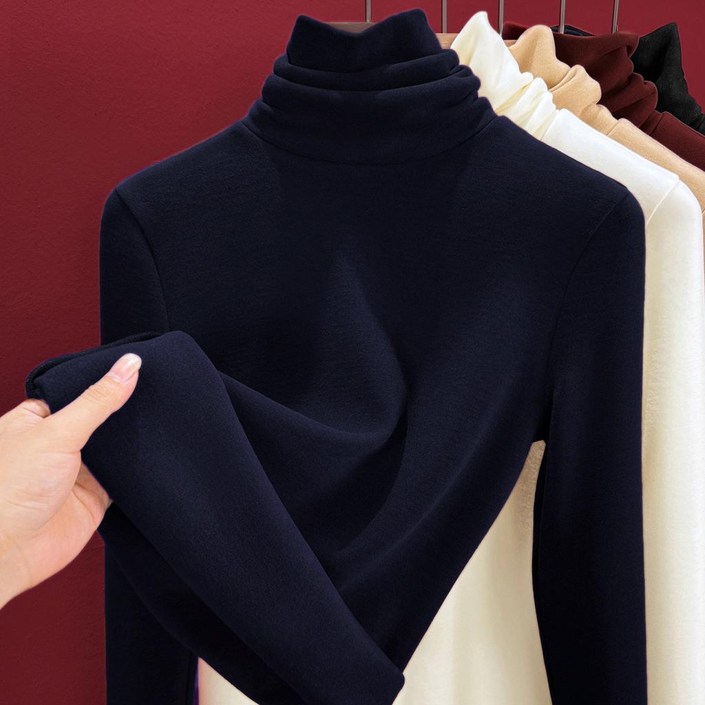 Wool Silk Thermal Underwear Women's Thickened Fleece Autumn Clothes Inner Top Warm Fleece Heating Bottoming Shirt Winter