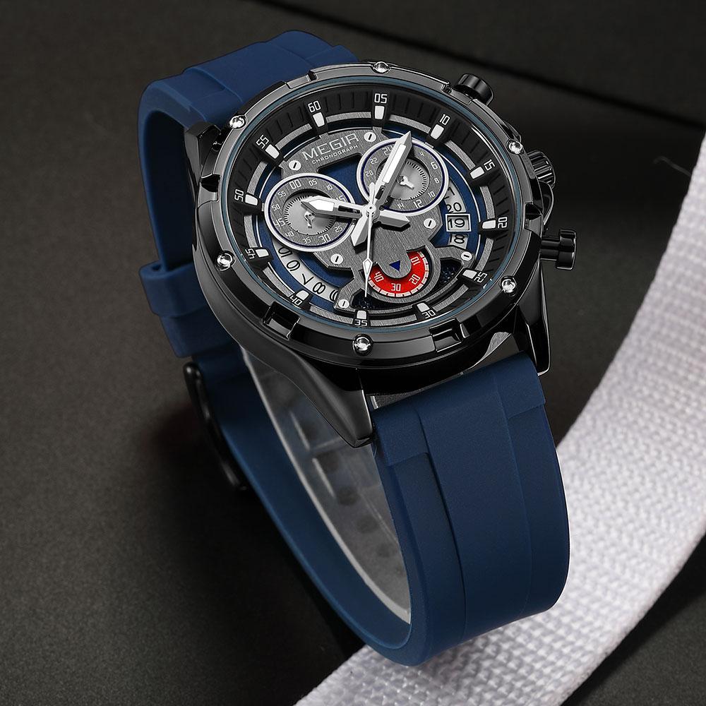 Luxusuhren für Herren Multifunktionale Sport-Quarzuhr Chronograph Wasserdicht Leuchtend Herrenuhr Datum