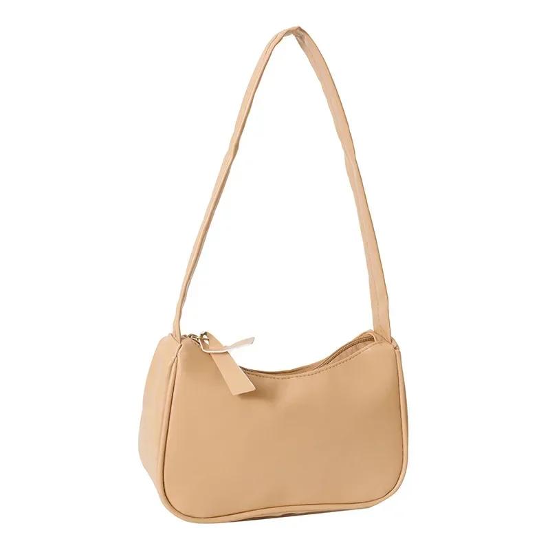 Soft PU Leather Women Shoulder Bags Casual Solid Color Small Top-Handle Handbags Ladies Fashion Shoulder Bags