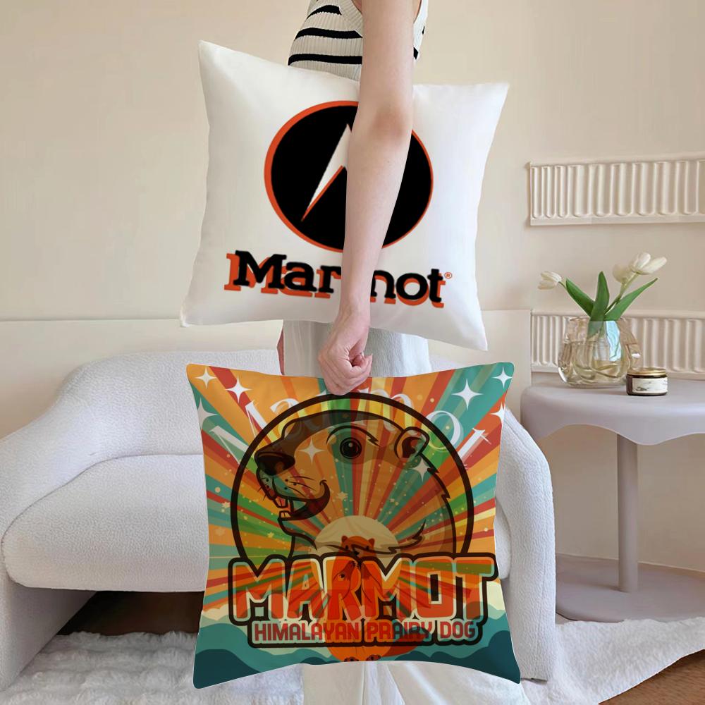 Cute Design M-Marmot Cushion Cover Anti-dustmite Pillowcase Invisible Zipper Silky Short Plush Sofa Cushion Cover
