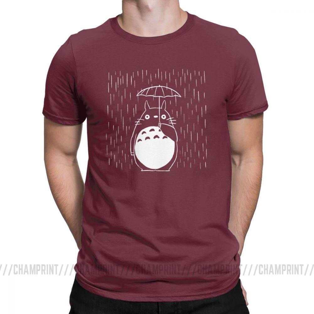 Rainy Day Men S T Shirt Japan Anime My Neighbour Totoro Funny Tees Short Sleeve Round