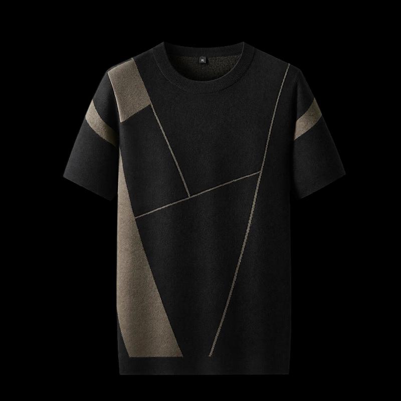 Dibinze Men's Plus Size Geometric Color-Block Casual Pullover Sweater
