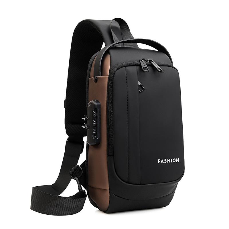 Breast bag Men's casual shoulder bag USB charging diagonal backpack Fanny pack Travel messenger bag