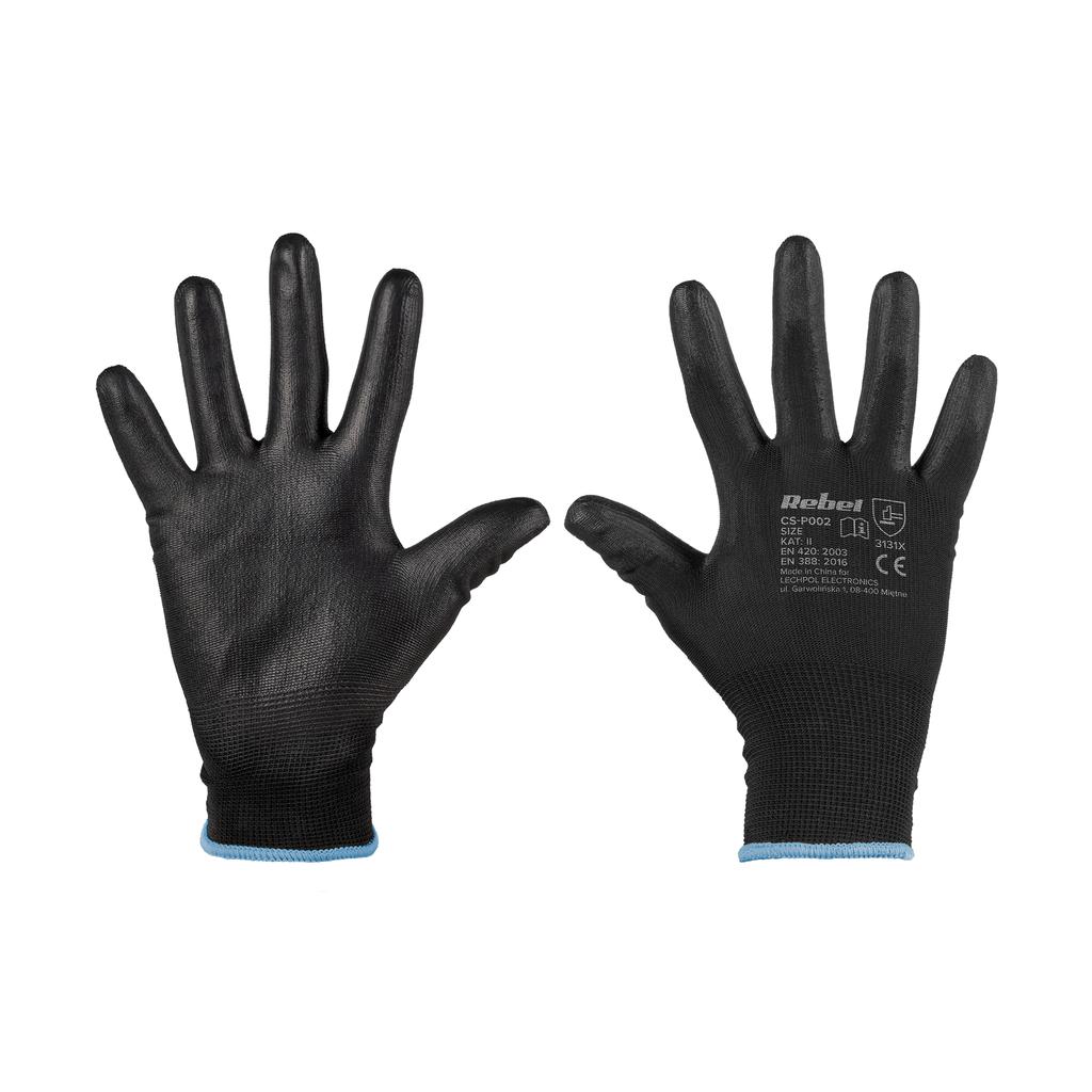 Strong polyurethane work gloves, size 9 M, 12 sets