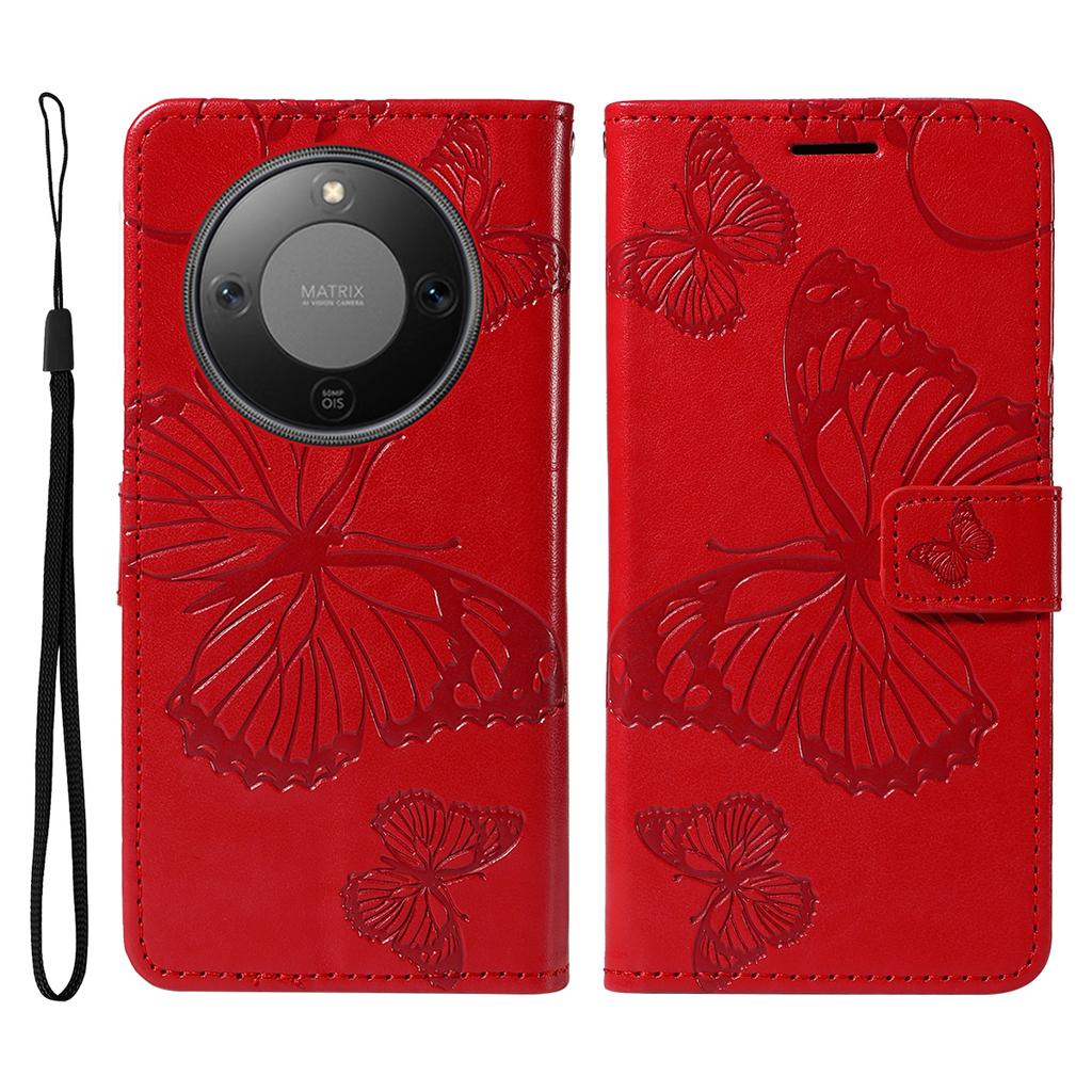 For Honor Magic8 Lite 5G/X9d 5G/X70 5G Wallet Case Floral Butterfly Imprinted Leather Phone Cover Stand -  Green