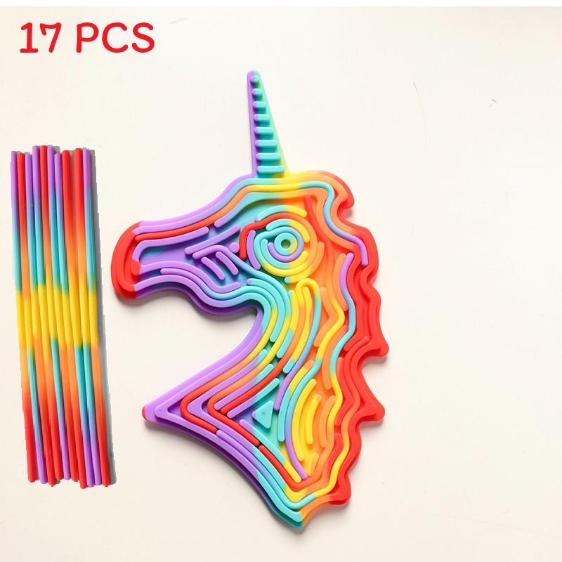 Colorful Silicone Sensory Activity Board For Kids With Unicorn Design For Stress Relief