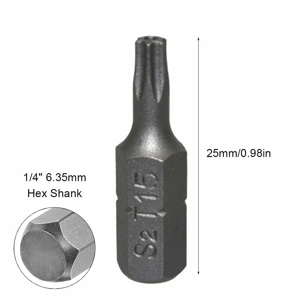 14Pcs/Set New with Hole Torx Screwdriver Bit 25mm 1/4 Inch Hex Electric Driver Bit T5-T40 Star Hardware Tool Kit