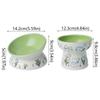 Green Rabbit Ceramic Cat Bowl Non-Slip Diagonal Pet Feeding Bowl Flower Pattern Water Bowl Cervical Vertebra Protection