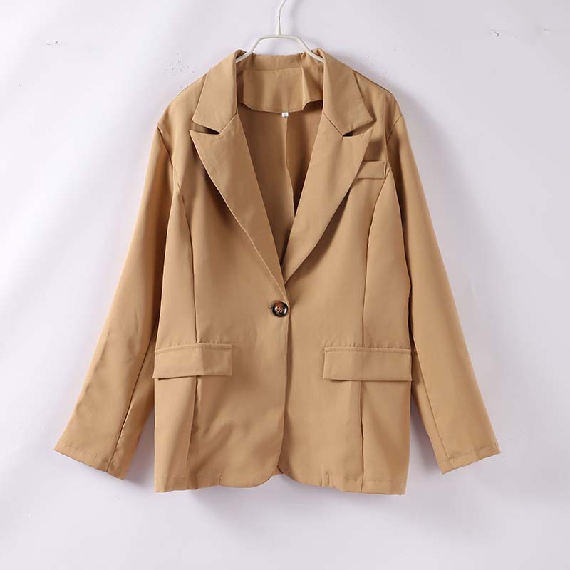 Women Solid Elegant Office Casual Commuting Coat Lapel Long Sleeve Blazer Single Breasted Pockets Jackets Spring Autumn Thin Fashion Overcoat
