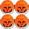 4Pcs Halloween Decorations Pumpkin Candy Container Portable Pumpkin Light Kids Candy Bucket