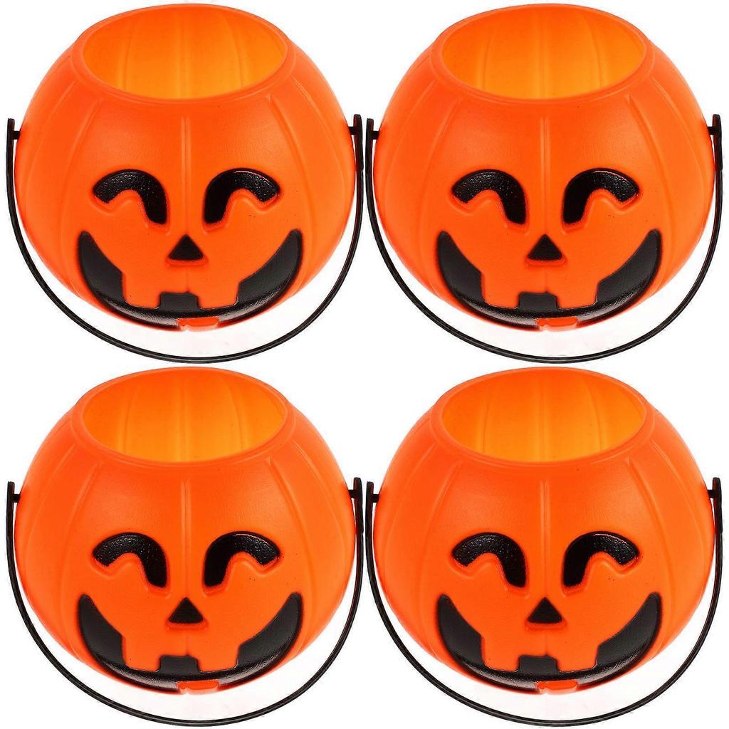 4Pcs Halloween Decorations Pumpkin Candy Container Portable Pumpkin Light Kids Candy Bucket