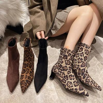 Damenstiefel Temperament Spitze Knöchelhohe Stiefel Hohe Qualität Wildleder Kurze Stiefel für Damen Elastisch Schmale Passform Stiefel Botas Mujer