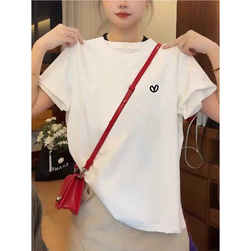 New 2026 Women's Korean Style Short Sleeve White Round Neck T-Shirt: Simple, Niche Design for Spring, Summer, Autumn