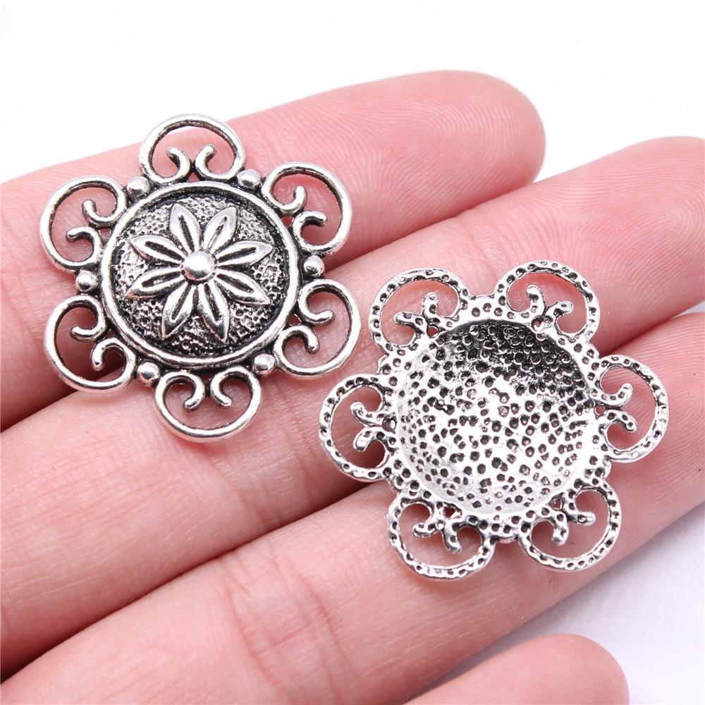 10pcs Charms Motif Antique Silver Color Motif Pendant Charms Flower Charms For Jewelry Making