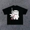 Streetwear Domo Kun Ak47 Unisex T-Shirt Unisex Tee Sommer Neuheit Übergroß Lässig Trendig Locker Vintage Harajuku Rundhals Y2k Grunge