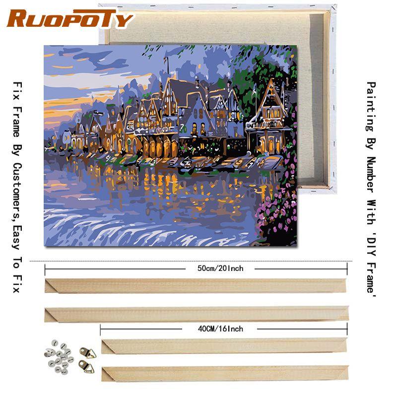 RUOPOTY Diy Painting By Numbers Landscape Modern Wall Art Picture Hand Painted Oil Painting For Wall Decoration 40x50cm With DIY Frame