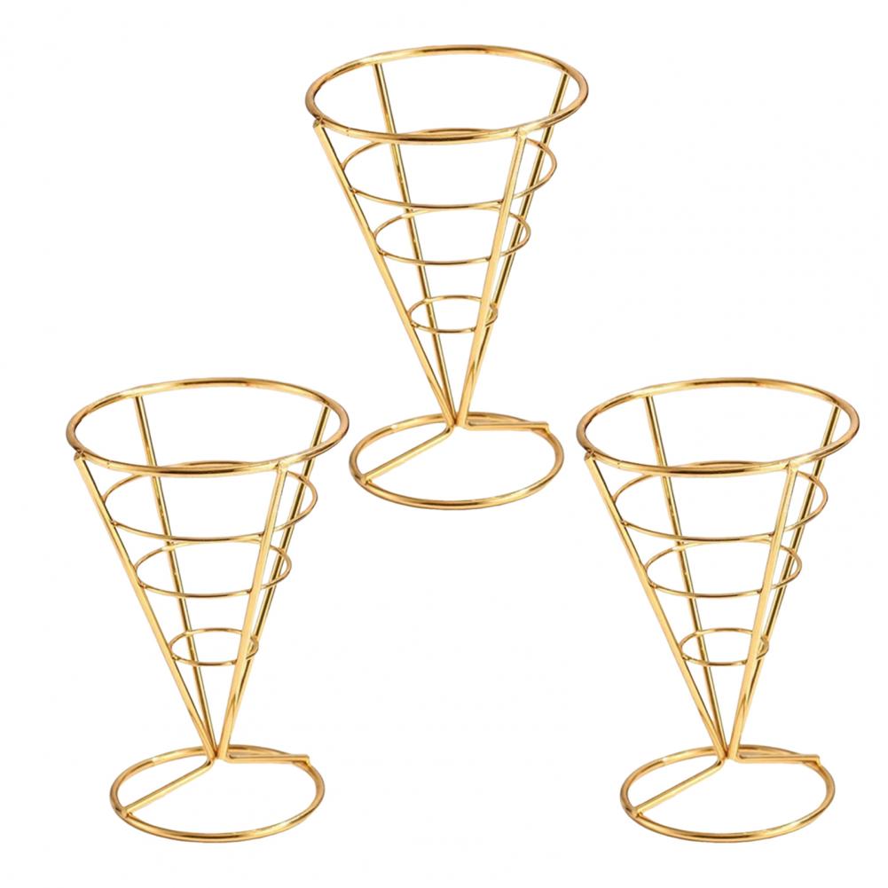 Pizza Cone Display Stainless Steel Ice Cream Cone Holders Metal Fries Stands Waffle Pizza Charcuterie Food Display Stands