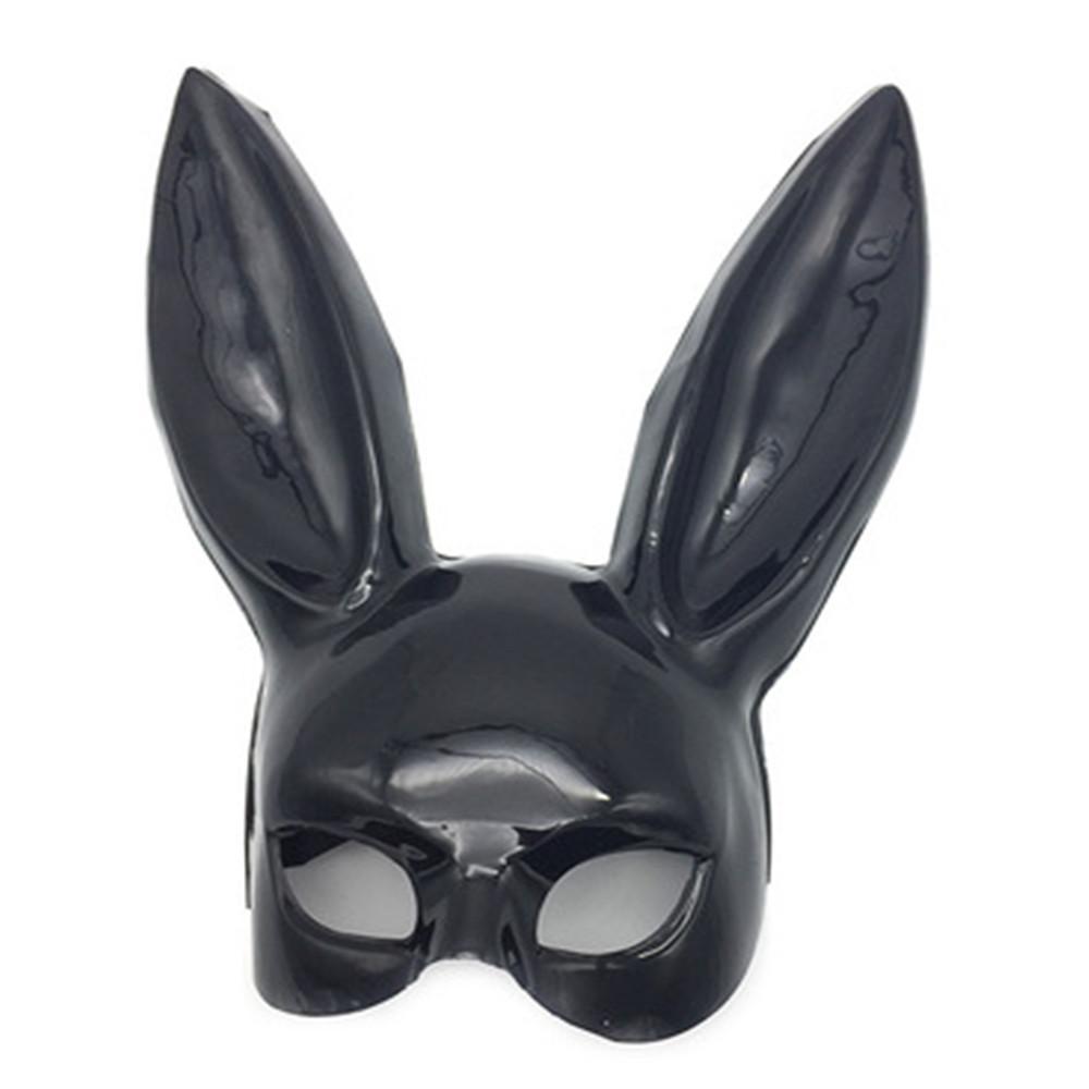 Solid Color Halloween Rabbit Ears Half Mask Bright Matte Bunny Cosplay Party Masquerade Festival Anime Bar Nightclub Accessories