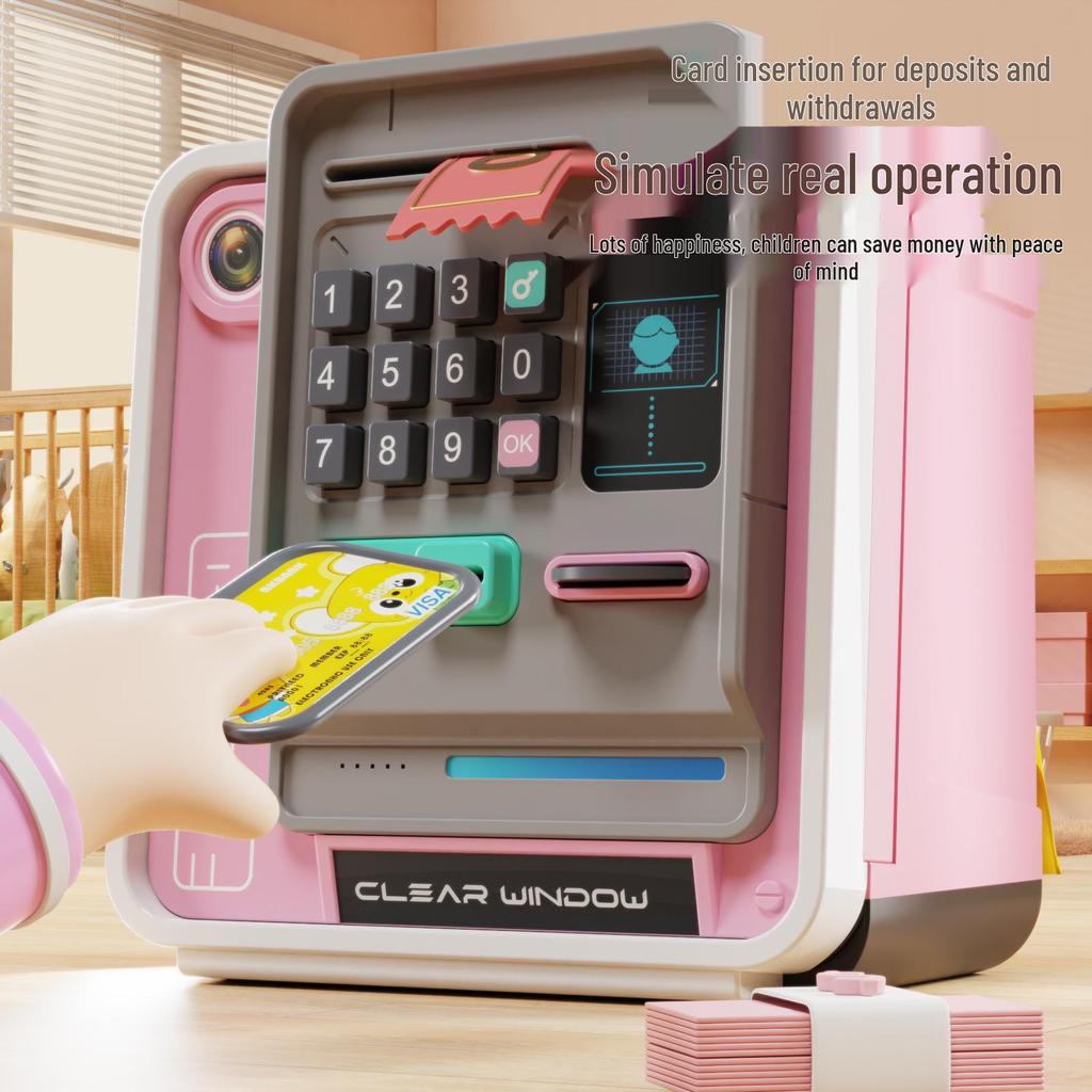 Children's ATM Savings Box: Automatic Deposit & Withdraw, Password-Protected Money Box for Boys & Girls.