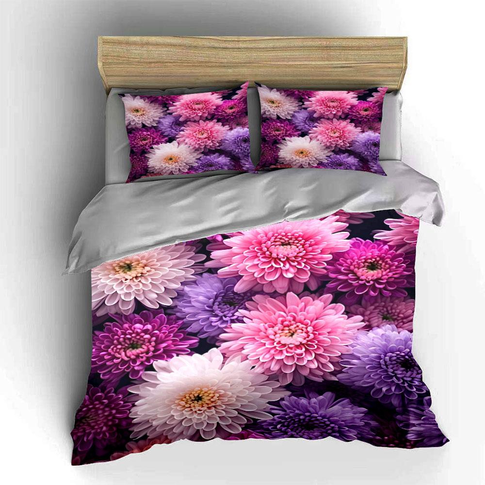 Floral Three-Piece Set Decoration Soft Comfortable Duvet Cover Bedding Set Included 1*Duvet Cover & 2*Pillowcases, Gift