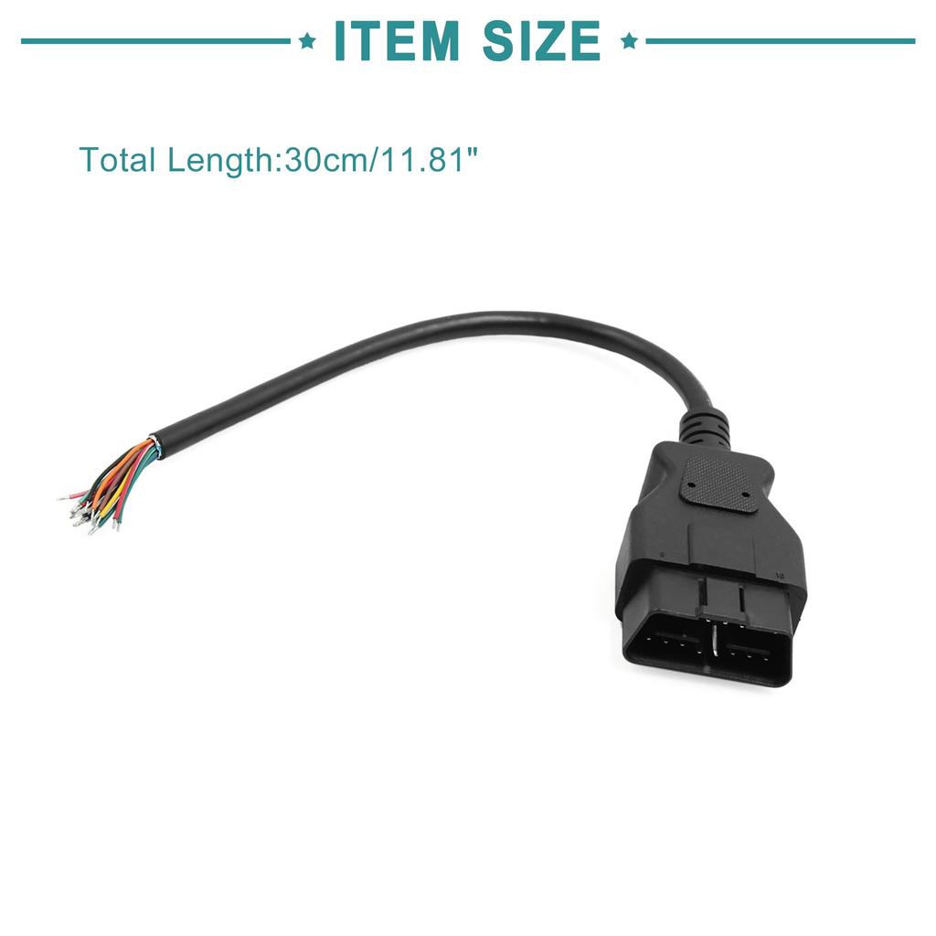 ACROPIX 6Pin to OBD2 16Pin Cable 30cm Universal 16Pin Extension Cable Cord Black