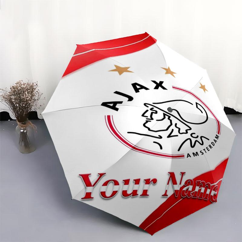 1 PC Automatic Folding Umbrella - AFC Ajax Custom Name Pattern, Portable & Foldable Design with 8 Ribs, Christmas Birthday Gifts