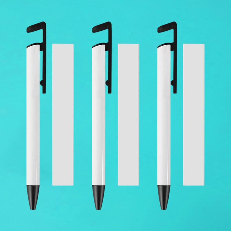 1/5 Sets Diy Sublimation Ballpoint Pen Blank Aluminum Tube Body Ball Pens Cellphone Stander Holder With Shrink Films
