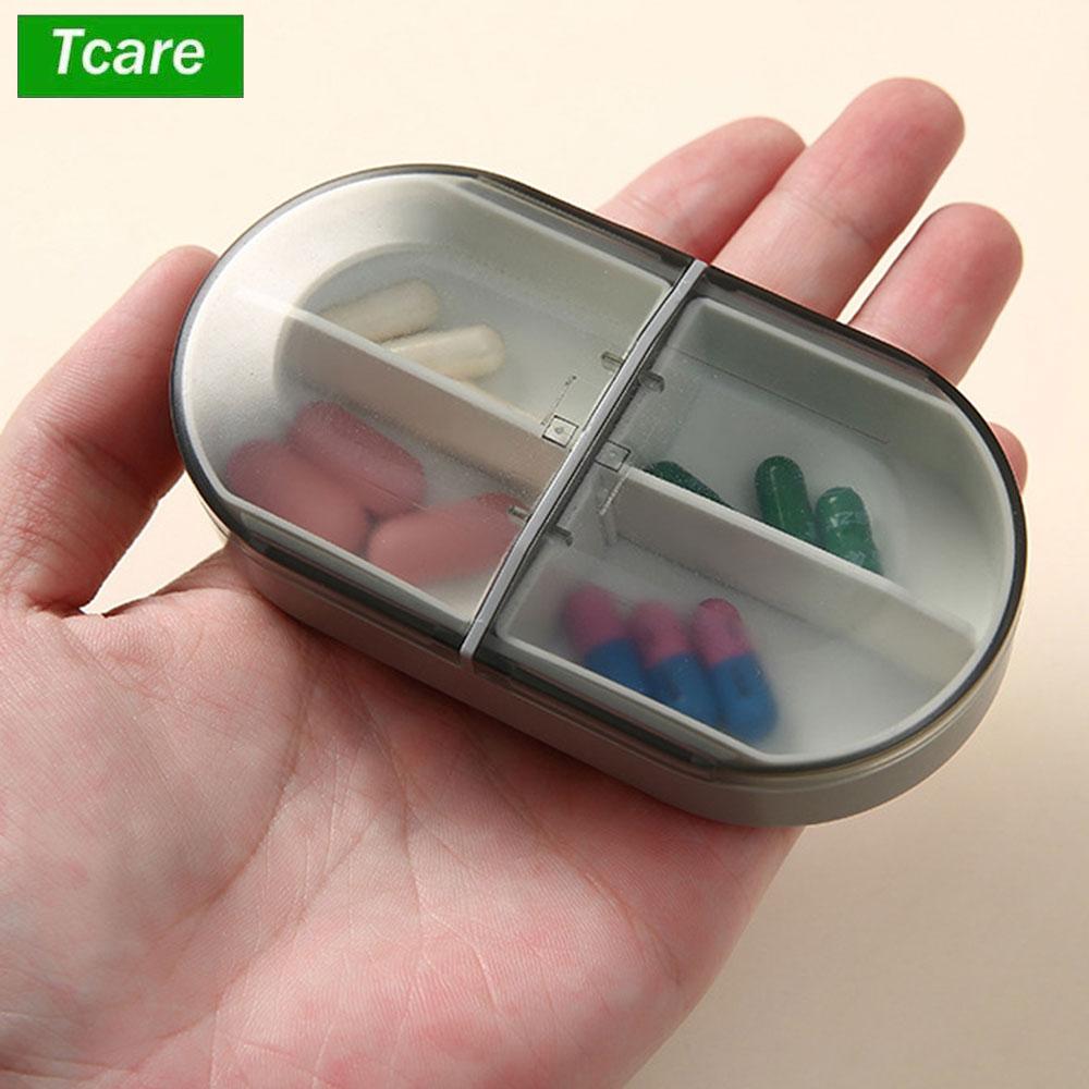 Portable Travel Pill Organizer Case For Pocket, Daily Pill Box Bpa Free Plastic Medicine Vitamin Holder Container 4 Compartments