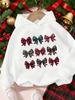 Summer Casual And Fashionable Girls' White Hooded Sweatshirt With Cartoon Bow Print, Suitable For Daily Outdoor Outings