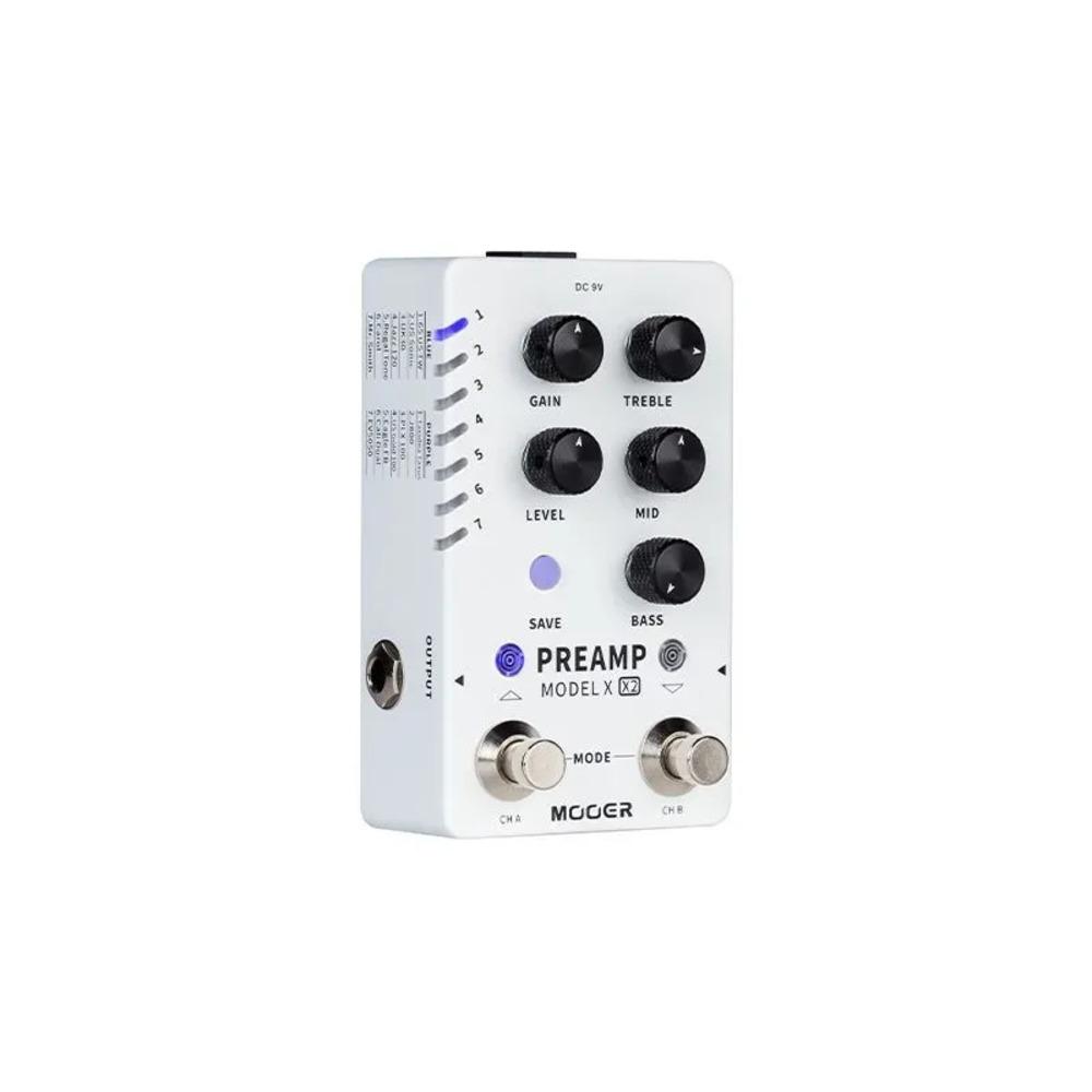 Mooer Preamp Model X X2: Pedale Chitarra Compatto Stereo Looper/Delay/Riverbero Doppio Boost