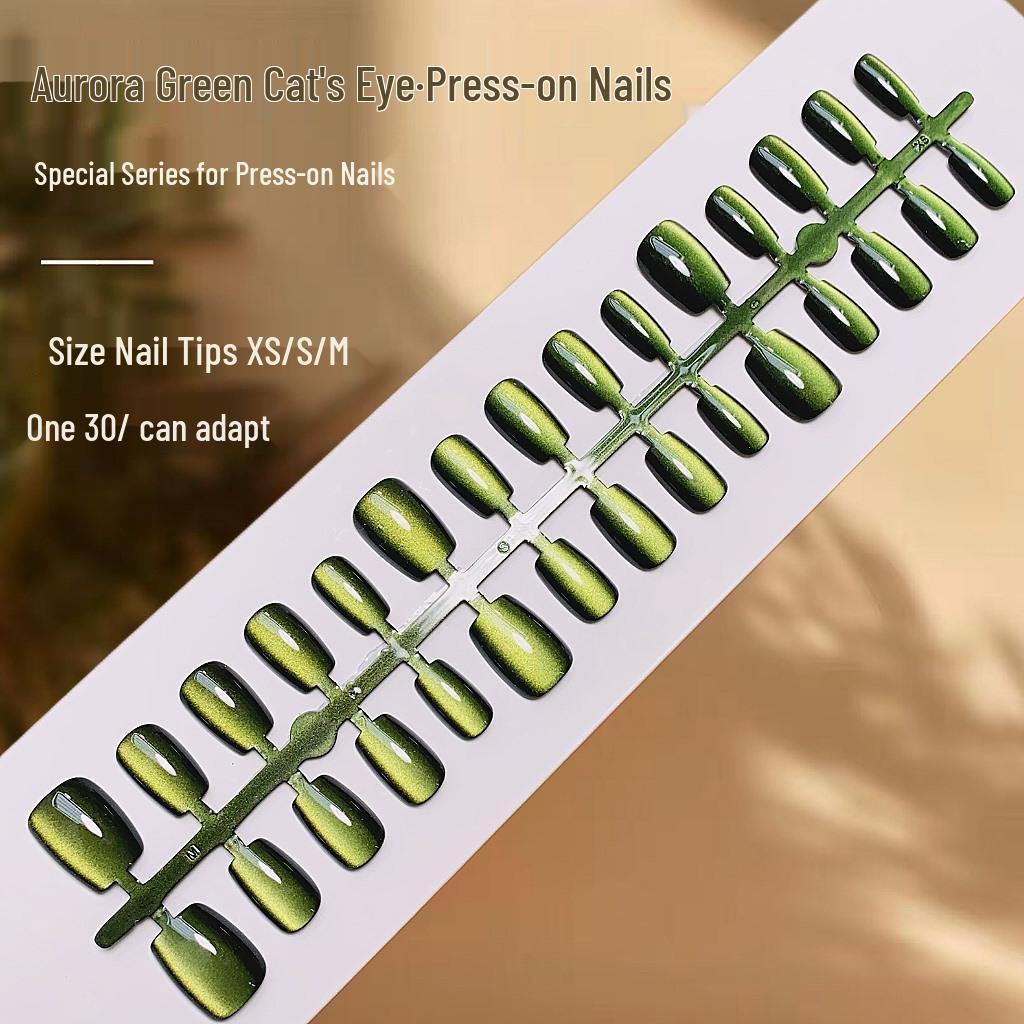 

Starry Sky Chameleon Cat Eye Short Trapezoid False Nails