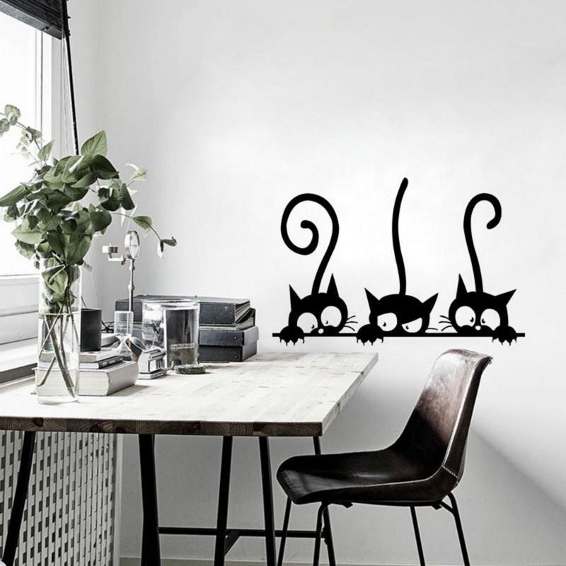 Nieuwe Drie Grappige Katten Dieren Muursticker Huishoudelijke Kamer PVC Raamstickers Muurschildering DIY Decoratie