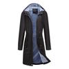 Long Informal Trench Coat Women's Anti-splashing Hooded Solid Color Top Striped Lining Straight Jacket