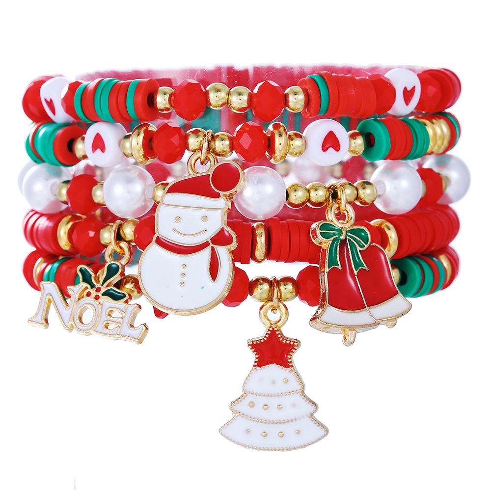 Christmas Bracelet Set Holiday Ornaments Snowman Santa Bracelet