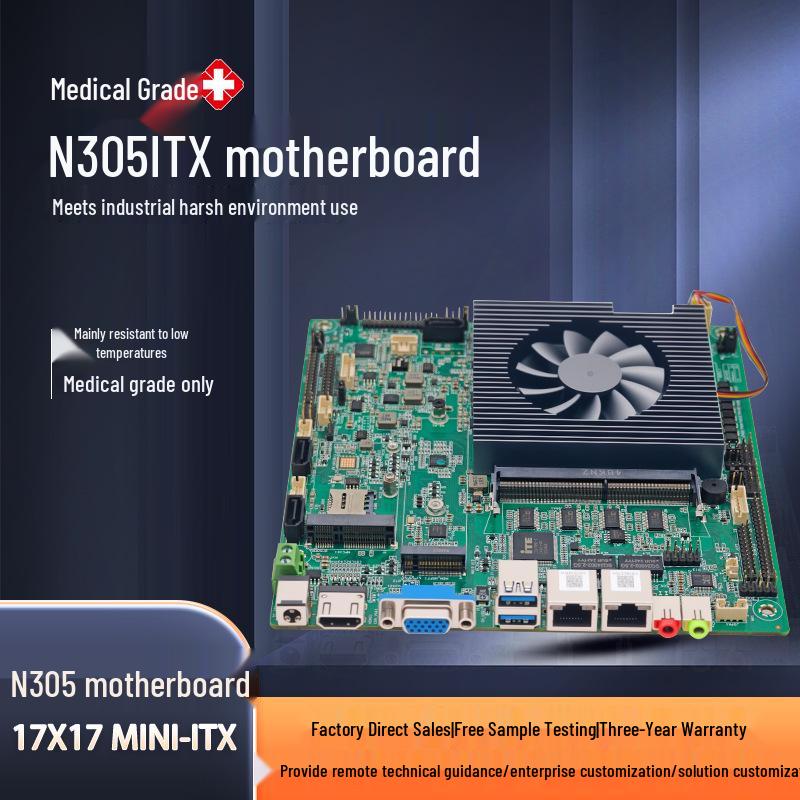 N100 N305 Industrial Medical-Grade Mini ITX Motherboard Ultra-Low Temp Microcomputer Host