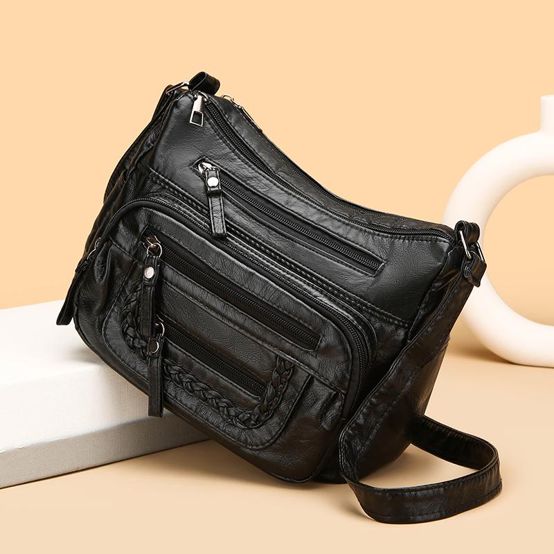 Damentasche Weiche Leder Mehrschichtige Schulter Umhängetasche Muttertasche